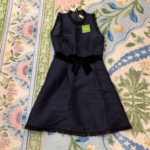 Kate spade velvet bow fit and flare dress Midnight navy Blue 4